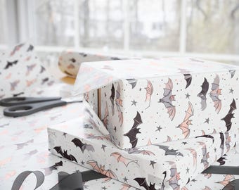 Papel de regalo con murciélagos góticos - Papel de regalo espeluznante para Halloween