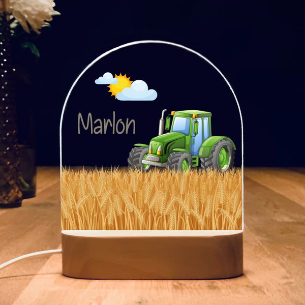 Veilleuse tracteur, cadeau naissance, veilleuse bébé, veilleuse personnalisée, lampe naissance, cadeau naissance bébé