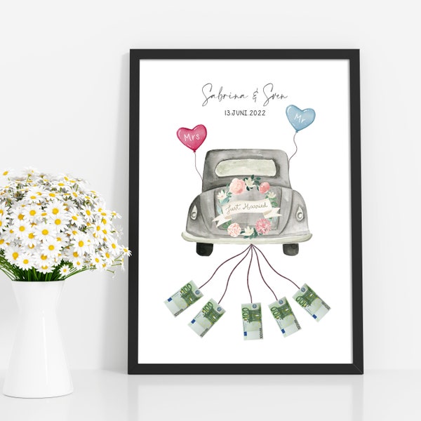 Money gift wedding picture wedding car