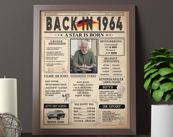 60th birthday gift 1964 | for woman & man, great gift idea, chronicle, card, anniversary, personal | customizable