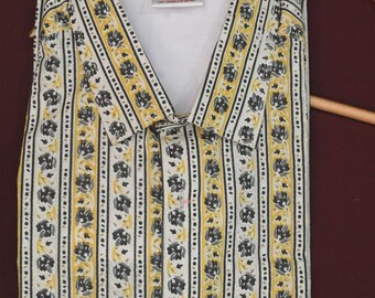 Men's Shirt Cotton Yellow Floral Stripe Short Sleeve