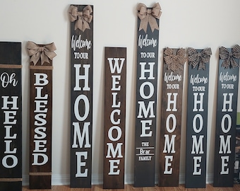 Welcome sign, leaner, outdoor decor, porch, Wooden sign, Oh hello, Family name, Handmade gift, spring decor, Blessed, mothers day Home sweet