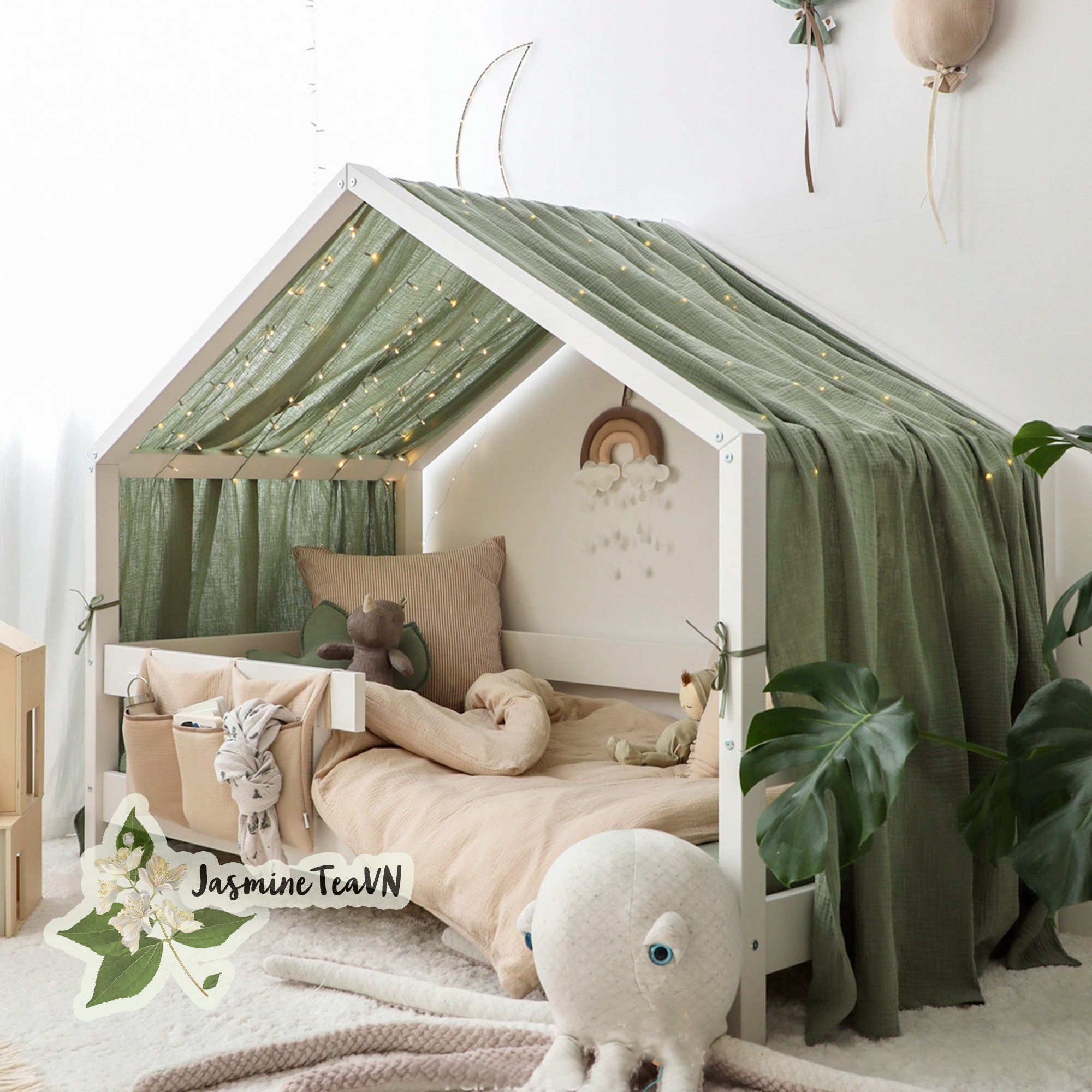 Baldachin Bausbett House Bed Canopy Linen Canopy for Kid Etsy