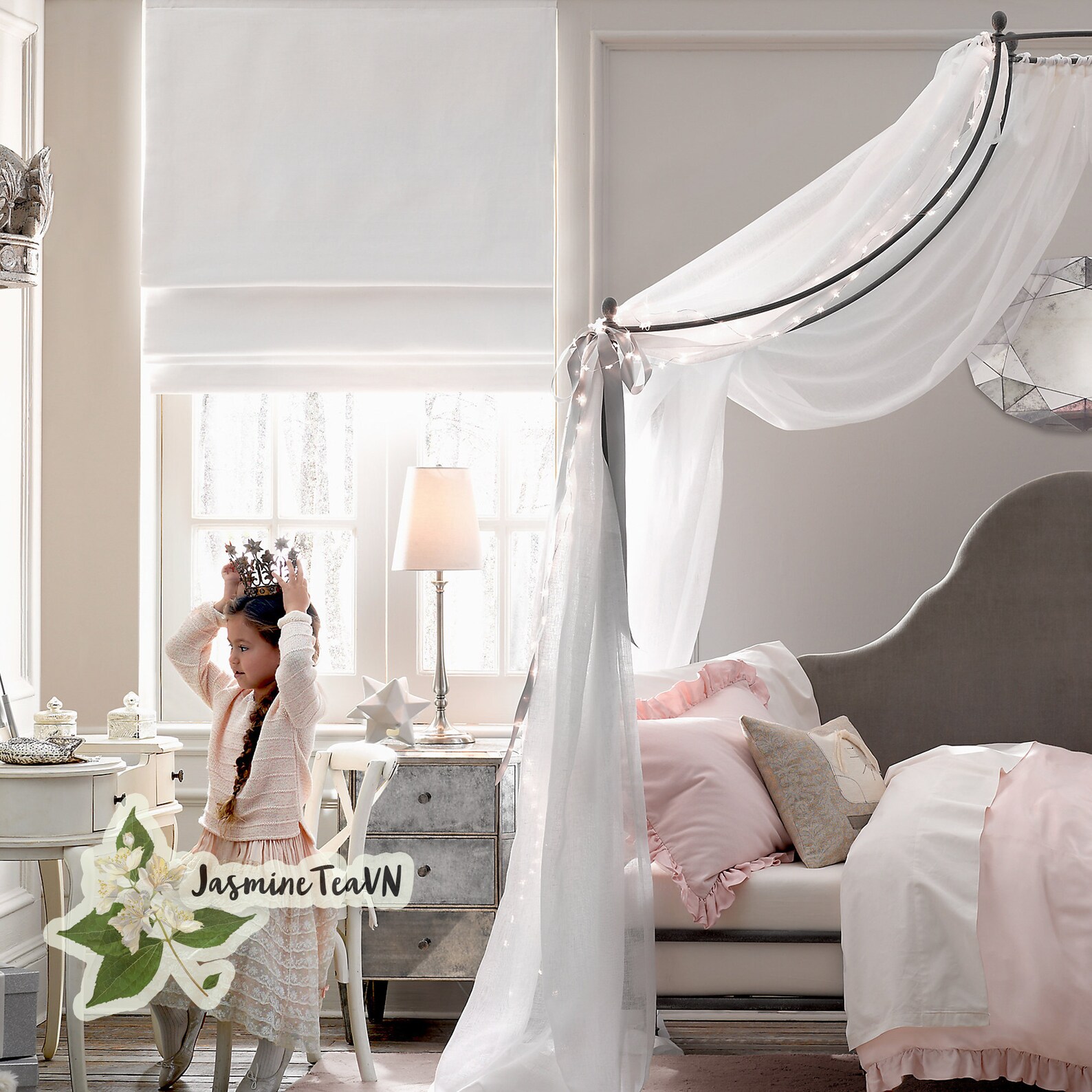 Lace Canopy Bed Curtain Made of Linen Linen Bed Canopy Etsy