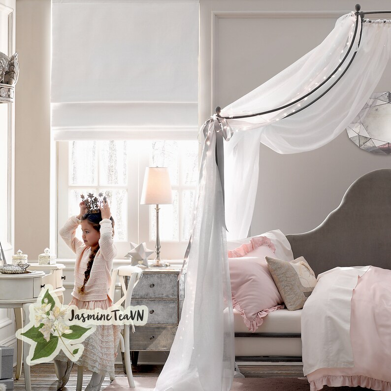Lace Canopy Bed Curtain Made of Linen Linen Bed Canopy Etsy