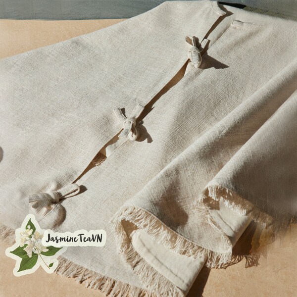 Ruffled linen christmas tree skirt