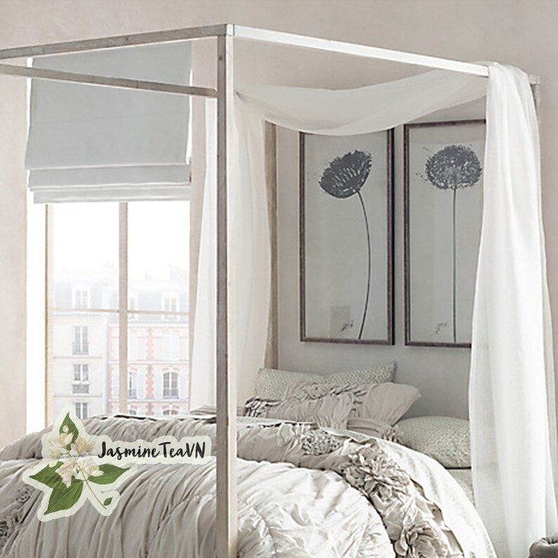 Linen Bed Canopy for All Bed Sizes Linen Curtain Canopy Etsy