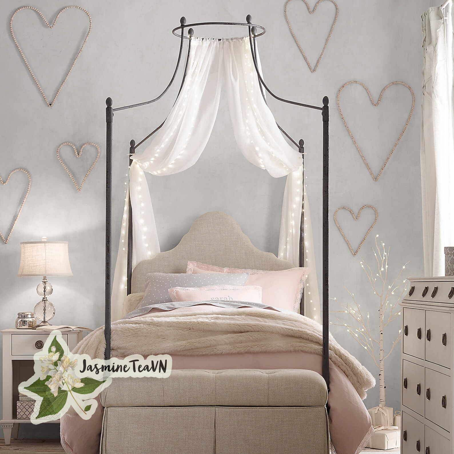 Lace Canopy Bed Curtain Made of Linen Linen Bed Canopy Etsy