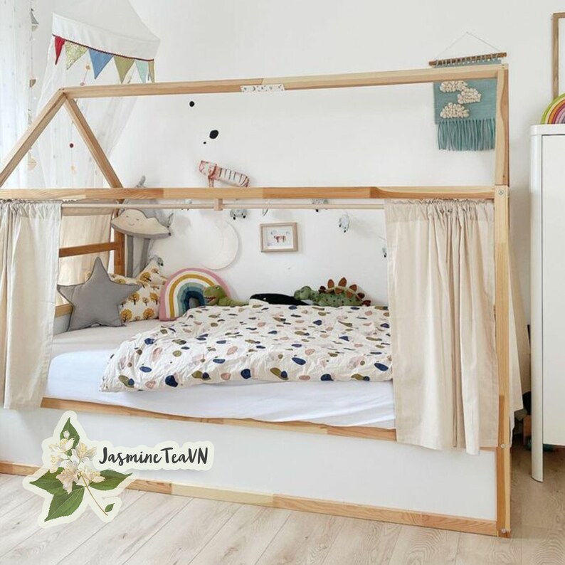 Linen Bed Canopy Any Custom Size Canopy Bed House Kids Bed Etsy