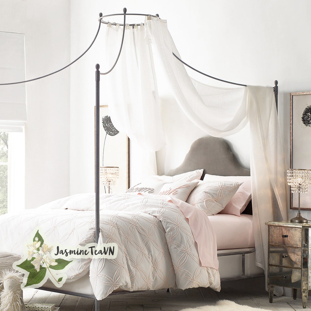 Lace Canopy Bed Curtain Made of Linen Linen Bed Canopy Etsy