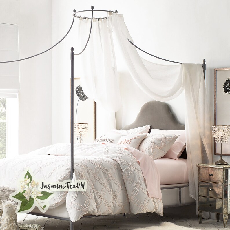 Lace Canopy Bed Curtain Made of Linen Linen Bed Canopy Etsy