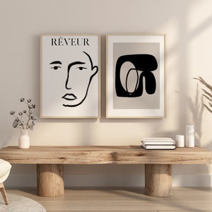 Set of 2 Modern Abstract Wall Decor,Mid Century Modern, Gallery Wall Art,Home Office Decor