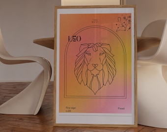 Leo Astrology Poster,Astrology Art Printable,Gifts For Leo Zodiac,Astrology Wall Decor, Aura Gradient Poster