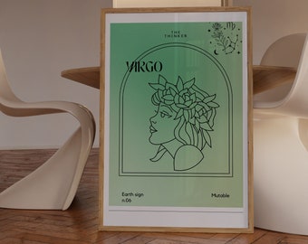 Virgo Astrology Poster,Astrology Art Printable,Gifts For Virgo Zodiac,Astrology Wall Decor, Aura Gradient Poster