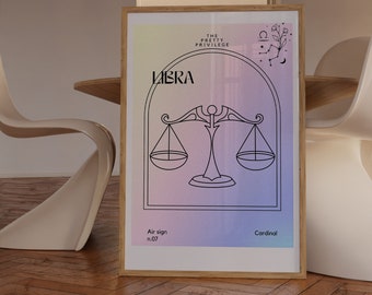 Libra Astrology Poster,Astrology Art Printable,Gifts For Libra Zodiac,Astrology Wall Decor, Aura Gradient Poster