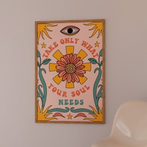 70s Wall Art,Retro Groovy Print,Retro Hippie Spiritual Quote Wall Art,Digital Download