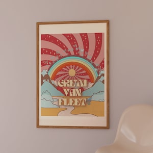 Cartel de Greta Van Fleet, impresión Groovy, impresión retro de los años 70, impresión de carteles de los años 70