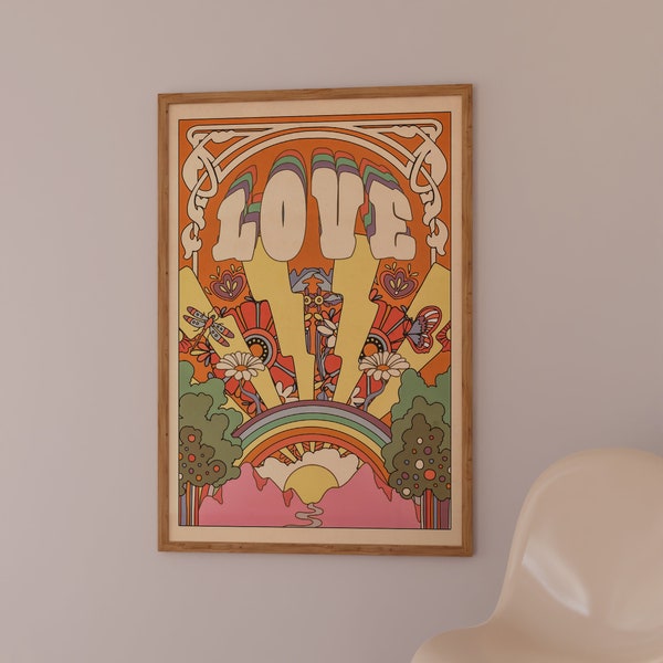 70s Decor,Vintage Home Decor,Groovy Poster,Hippie Retro Wall Art, Groovy Print, 1970s 1960s inspired