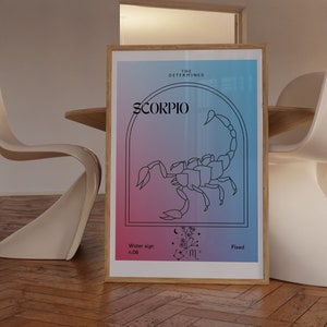 Scorpio Astrology Poster,Astrology Art Printable,Gifts For Scorpio Zodiac,Astrology Wall Decor, Aura Gradient Poster