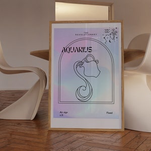 Aquarius Astrology Poster,Astrology Art Printable,Gifts For Aquarius Zodiac,Astrology Wall Decor, Aura Gradient Poster