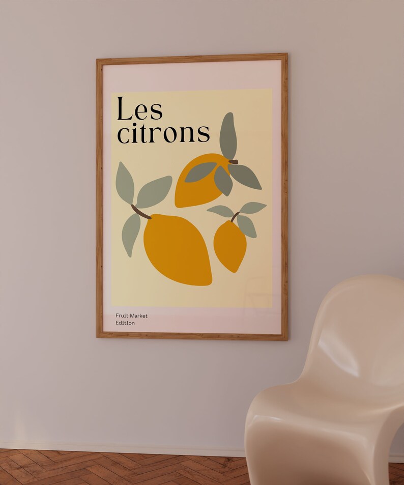 Fruit Market Print, Fruit Art Print,les Citrons, Lemon Poster, Kitchen ...