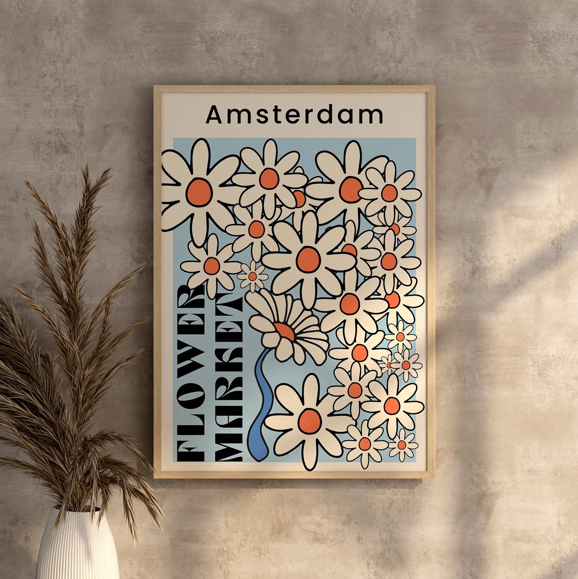 Poster Flower Market Amsterdam – Stampa D'arte Vintage, Regalo Per Fioristi, Edizione Contemporanea