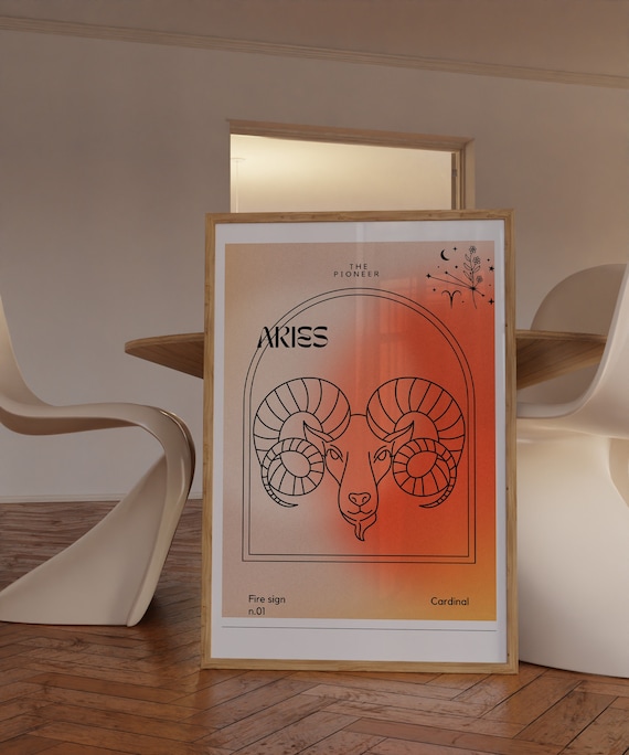 Aries Astrology Poster,Astrology Art Printable,Gifts For Aries Zodiac,Astrology Wall Decor, Aura Gradient Poster