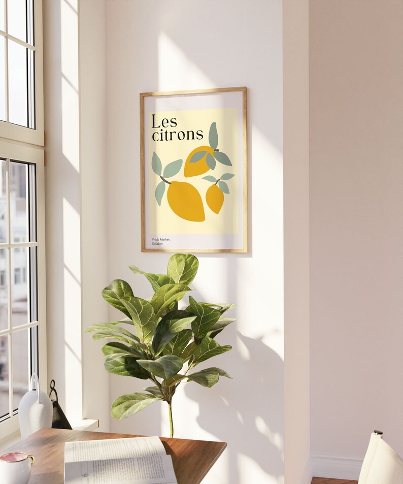 Fruit Market Print, Fruit Art Print,les Citrons, Lemon Poster, Kitchen ...