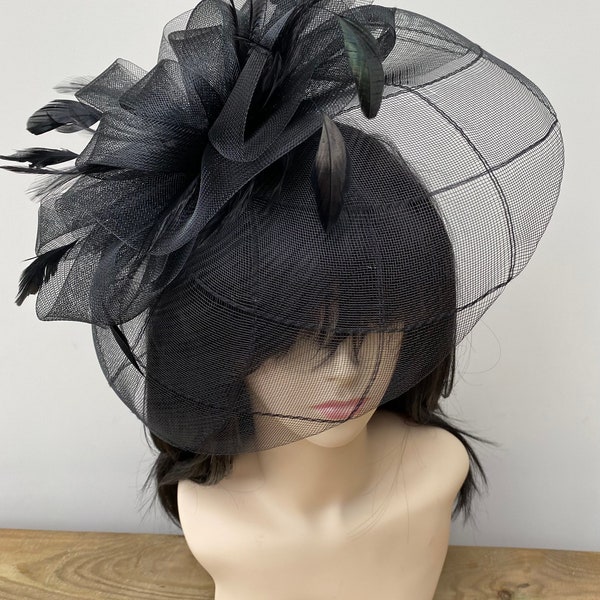 Black fascinator/ black hat races wedding