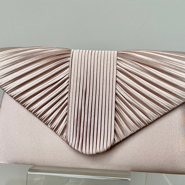 Nude satin clutch bag