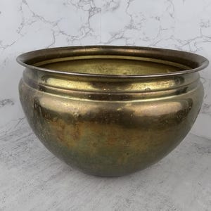 Vintage Brass Planter: Large Home Decor Pot, 1940s-1960s