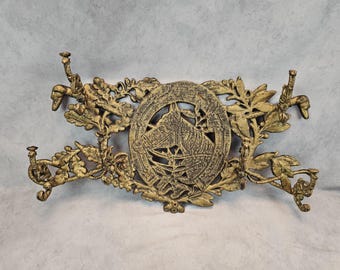 Vintage Cast Iron Horse & Hunting Dog Wall Coat Rack | Equestrian Wall Hooks