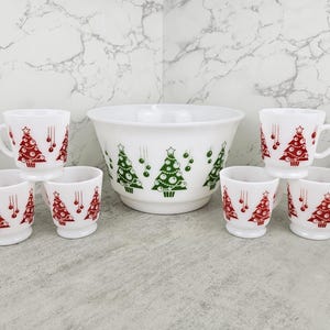 Punch Bowl Set Hazel Atlas - Etsy