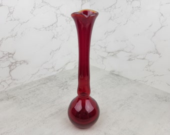 Vintage Viking Glass Epic Test Tube bud vase in Ruby Red | vintage red abstract vase