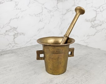 Vintage brass mortar and pestle set | vintage brass apothecary
