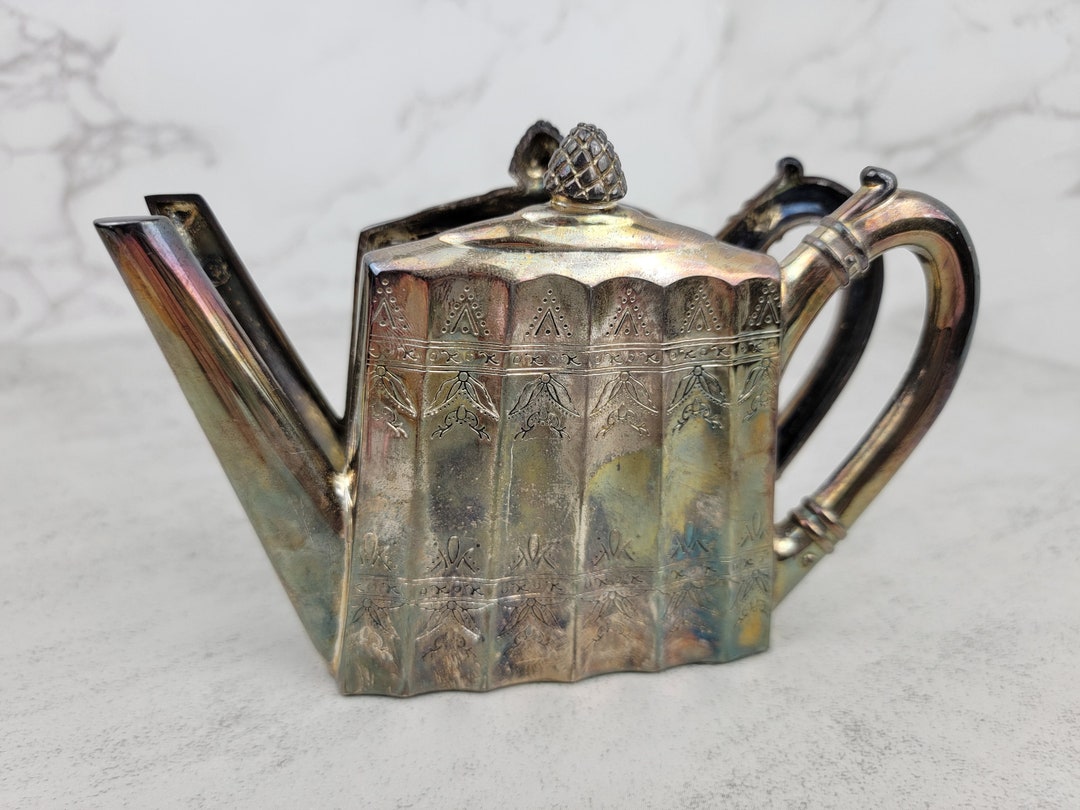 Vintage Godinger Silver Plate Tea Kettle Napkin Holder Vintage