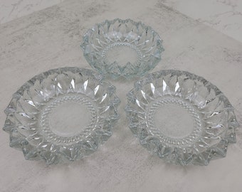 Vintage KIG Indonesia diamond cut clear ashtrays (set of three) | vintage mid century stacking ashtrays or trinket dishes