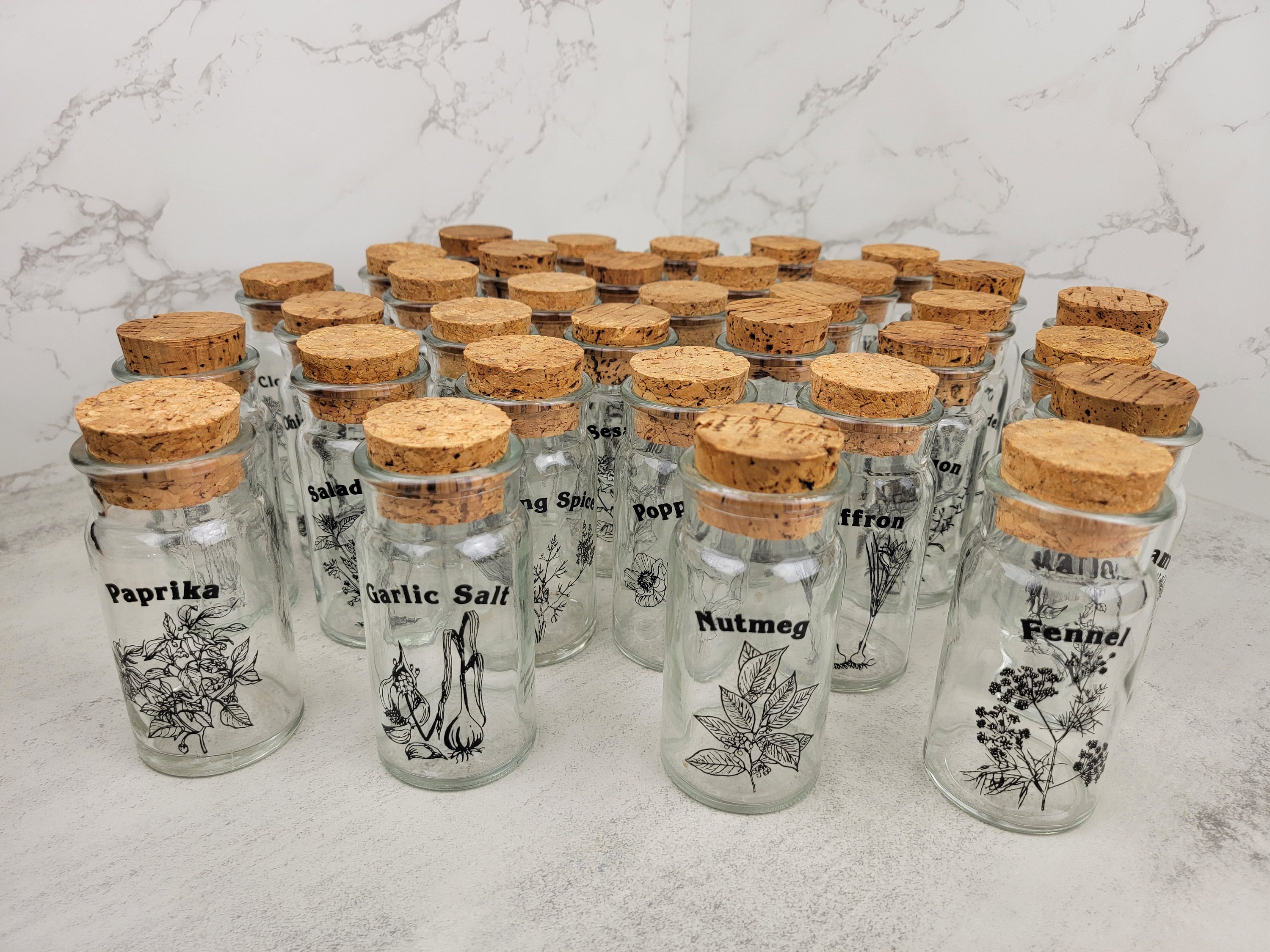 RESERVED FOR KIM Set of 17 Vintage Wheaton Glass Spice Jars With