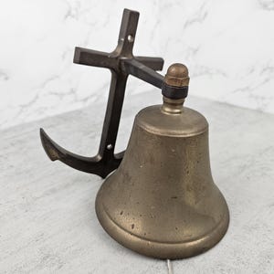 Vintage Solid Brass Anchor Bell: Nautical Wall Decor