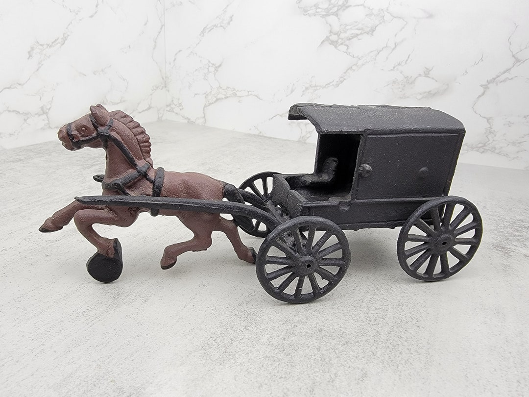 Vintage cast iron horse and buggy toy Vintage cast iron Amish buggy toy Etsy