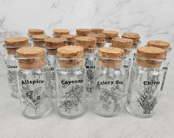 Vintage Wheaton Glass spice jars with cork tops | vintage glass spice bottles