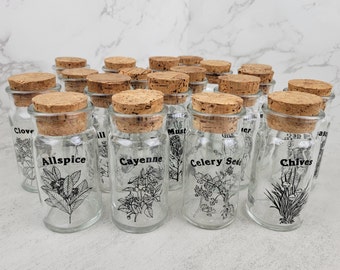 Vintage Wheaton Glass spice jars with cork tops | vintage glass spice bottles