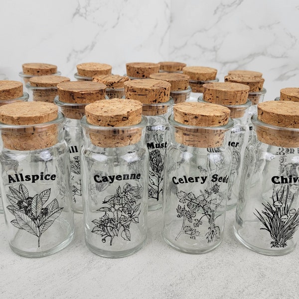 Vintage Wheaton Glass spice jars with cork tops | vintage glass spice bottles