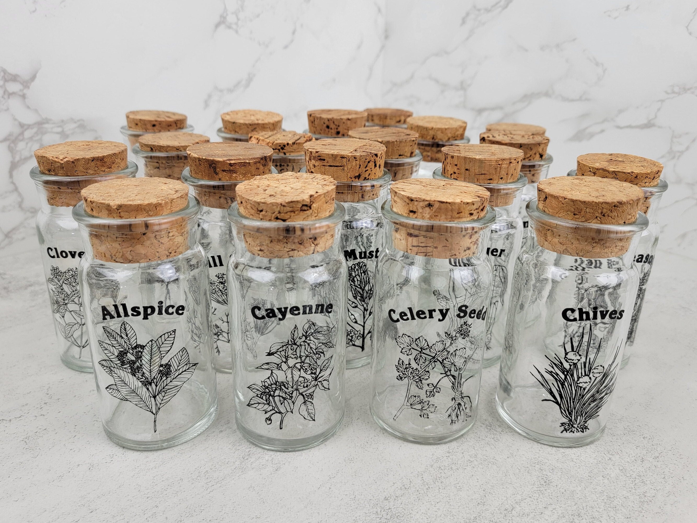 Hayley Cherie - 6 oz Large Square Glass Spice Jars (Set of 10) - Chalkboard  Labels, Stainless Steel Lids and Large & Small Shaker Inserts