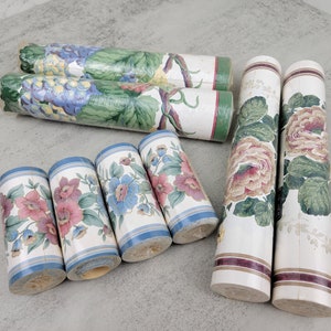 Vintage floral wallpaper borders | vintage decorative floral borders by Brewster, Village, and Shelbourne