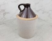 Vintage salt glazed two tone crock jug vintage stoneware whiskey jug