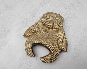 Vintage solid brass wall street paperweight | Brass double-sided bear bull paperweight