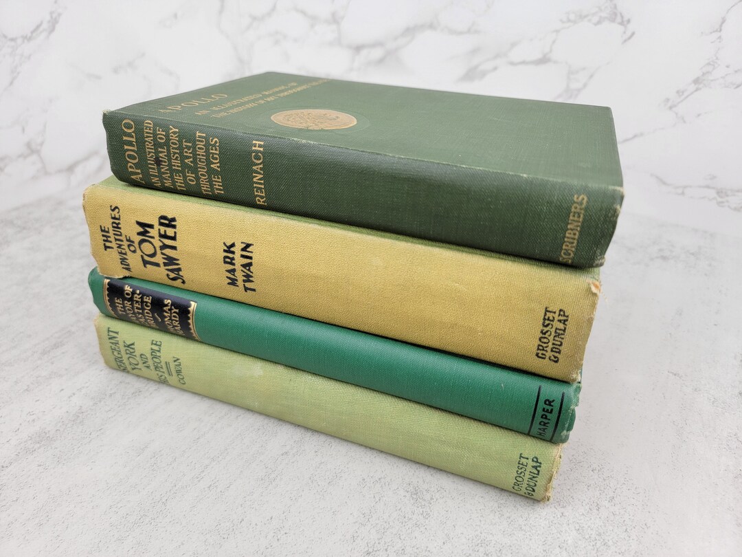 Vintage Green Vintage Book Set set of Four Books Decorative Vintage