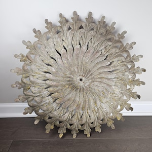 Vintage metal ceiling medallion | Vintage architectural element