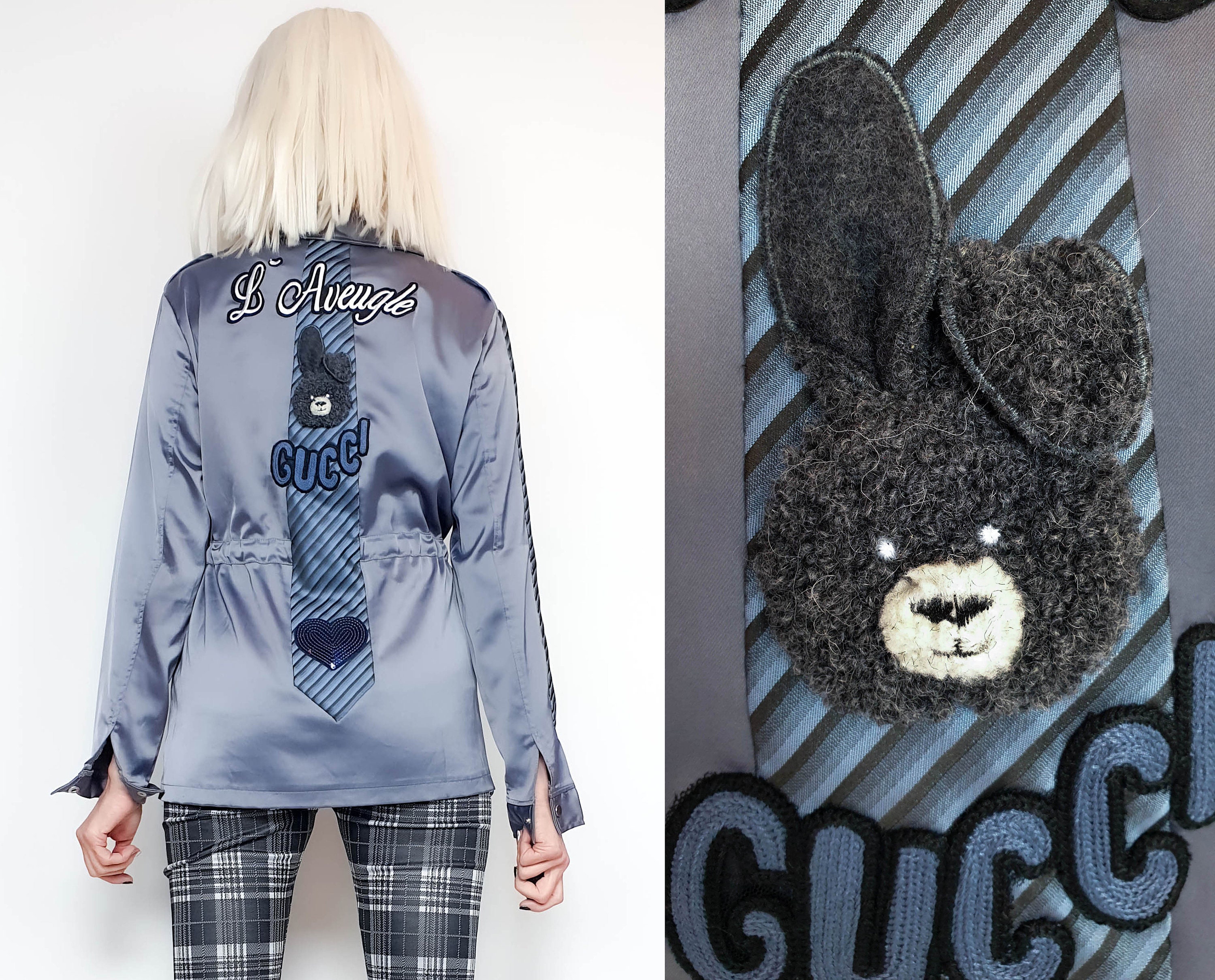 Gray Light Jacket Upcycled Coat Satin Bad Rabbit Summer Jacket Sequins ...